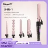 Ferros Ckeyin 5 em 1 cerâmica mágica curling ferro cabaça clipless curling wand modelador de cabelo rolo modelador de cabelo