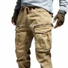 multi-pocket Cargo Pants Men Cott SWAT Combat Tactical Trousers Male Elastic Waist Zipper Joggers Men Streetwear Pant k2i9#