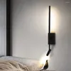 Lâmpadas de parede Nordic simples moderna lâmpada de cabeceira longa leitura para casa quarto sala de estar decoração superfície montada iluminação de fundo