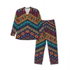 Africano Tribal Pijama Define Vintage Imprimir Fi Pijamas Homens LG-Sleeve Casual Noite 2 Peças Nightwear Tamanho Grande 2XL g8Pg #