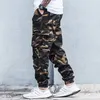 Tiger Stripe Print Camoue Cargo Pants Mens Safari Calças Streetwear Múltiplos Bolsos Homens Jogger Calças Táticas Militares P2mX #