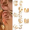 Hoop Huggie Lats silverbladklippörhängen lämplig för kvinnors kreativitet Enkla C -ärmar Non Perforated Ear Clip Set Trendy Jewelry Gifts 24326