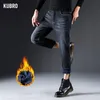 Kubro Automne Hiver Chaud Polaire Stretch Jeans Hommes 2023 Fi Qualité Nouveau Busin Denim Pantalon Droit Flocage Laine Pantalon Y81q #