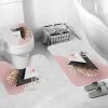 Tapis drôle chat dinosaure douche tapis de salle de bain tapis antidérapant tasse moderne en marbre siège de toilette couverture de lèvre bain décor à la maison accessoires 3 pièces