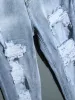 メンズリッピングジーンズ秋のデザイナースリムフィットブラックブルーデニムパンツマレスジーンズ配布破壊されたズボンv8ie＃