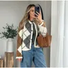 Women's Knits Contrast Color Round Neck Knit Cardigan Women Single Breasted Soft Warm Sweater 2024 Autumn Winter Female Long Sleeved Tops
