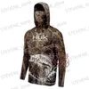 Мужские толстовки с капюшоном HUK Одежда для рыбалки Камуфляжная длинная футболка Slve Маска для лица Мужские рубашки для рыбалки Защита от ультрафиолета Дышащая одежда с капюшоном для рыбалки T240326