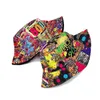 Cappelli da pesca da donna retrò anni '80 e '90 cappelli stampati colorati traspiranti cappelli di protezione solare cappelli a secchiello hip-hop double faceC24326