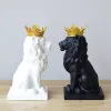 Sculptures Nordique Couronne Lion Ornement Statue Maison Bar Bureau Mâle Lion Croyance Sculpture Artisanat Animal Décoration Ornement Cadeau