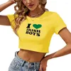 Mulheres camisetas Mulheres Crop Top Casual Letter Print Manga Curta Pescoço T-shirt Camisa de Verão Férias Saindo