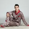 2021 masculino cor sólida ray pijama define seda sleepwear homenwear masculino estilo moderno macio confortável cetim roupas de noite r5CW #