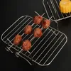 Bordmattor Rostfritt stål Luft Fryer Grill Rack Dubbelskikt Diskmaskin Säker ångstativ med 4 spett som rostar matugn