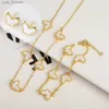 Earrings Necklace High Quality Natural Stone Butterfly Set Necklace Earrings Cute Insect Jewelry Set For Woman Girl Jewelry Daily Wear L240323