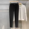 Gmiixder Leichte Luxus-Wollhose für Herren, gerades Rohr, lockere knöchellange Hose, Herbst-Winter, poliert, lässig, elegant, Hose f3Wn #