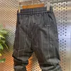 Мужские повседневные полосатые брюки Fi Уличная одежда Спортивные штаны для бега на открытом воздухе Летние тонкие узкие брюки Элитная брендовая одежда C59H #