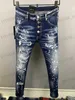 Jeans pour hommes nouveau dsq bleu homme jeans pantalon coton slim bande biker jeans denim designer bouton bande COOLGUY JEANS pour mari 9852 T240326