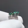 أقراط مسمار الفضة 925 الأصلي إجمالي 4-6 CT Round Brilliant Cut Diamond Test Pront Green Moissanite Wedding Gemstone Jewelry