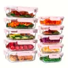 10pcs Container, High Borosilicate Tempered Food Storage Lid, Glass Meal Prep Containers with Leakproof Airtight Lids, for Camping, Picnic, School Office,