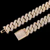 Varumärkesdesigner halsband kubansk halsband diamant 8-14 mm bred grammosan guld sterling silver kedja hiphop halsband