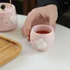 Fincan tabakları pembe Çin sevimli porselen su güzel çay bardağı set çaylak vintage kupalar tören çay fincanı