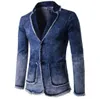 Men039s Suits Blazers Hela 2021 Brand Blazer Men Casual Fashion Cotton Vintage Sacka Jacka Male Blue Coat Denim Stor S3784631