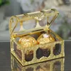 Dekorativa blommor Creative Candy Box Treasure Chest Shape Sugar Containers Holder Gift Storage Case Party Supplies for Wedding (Golden)