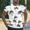 Men's T-Shirts Summer Mens T Shirt 3d Coconut Tr Print Tops O-neck Hawaiian Short Slve Ts Fashion Beach Male Clothing Oversized T-shirt T240325