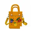 Bolsas Crianças Buraco Jelly Meninas Carta Fruta DIY Acessórios Único Shoder Saco Verão Crianças Eva Messenger Beach Bags Z5341 Drop de Dh1Da