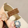 Chaussures plates de style vintage pour filles avec décor de fleurs, chaussures de princesse légères à semelle antidérapante
