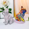 Sculpturen Kleurrijke Franse Bulldog Sculptuur Staande Hars Standbeeld Hond DIY Graffiti Ambachten Desktop Dier Standbeeld Ornament Home Decoraties