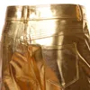 Pantaloni da motociclista in pelle metallizzata color oro da uomo Collant skinny Disco Party Halen Pantaloni Stage Dancer Prom K2bH #