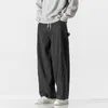 Automne hiver japonais grande taille jeans pour hommes tendance lâche pantalon large à lacets pantalons décontractés pantalons cargo droits américains o6ho #