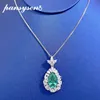 PANSYSEN 925 argent Sterling poire coupe Paraiba Tourmaline simulé diamant anniversaire pendentif collier bijoux fins 240305