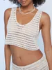 Women's Swimwear Womens beach cover set sleeveless spoon necklace crochet hollow crop vest slotted vest 240326