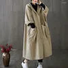 Mulheres Trench Coats Mulher Primavera Outono Casaco Solto Longo Grande Bolso Windbreaker Com Capuz Commuter Casual Parker Overcoat Drop Delivery OTCDV