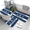 Tapis de bain décoratif nautique bleu foncé, ensemble de tapis et tapis de salle de bain, trois pièces, produits de salle de bain personnalisables
