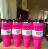 US Stock Neon Pink Electric 40oz Tumbler Yellow Orange Neon Green Quencher H2.0 Rostfritt stål Tumblers Cups Hantera lock och halmvinterrosa röda bilmuggar G0415