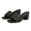 Łatwy do noszenia V wycięte sandały buty cielę skórzane masywne obcasy TPU Sole Slide Slip-On Women Mule Slipper Wygodna dama spacery EU35-43