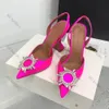 Amina Muaddi Begum Shoes Crystal-embelled Silver Mirror Face Pumpar Slingbacks Spool Heels Sandaler For Women Luxurys Designers Dress Shoe Heeled Size 35-43