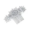 Slbridal Luxury Trendy Prong Setting Cubic Zirconia Bridal Hair Comb Weddingヘッドピースガールズジュエリーアクセサリー240311