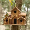 巣のための創造的な大きな鳥の家の屋外吊り鳥屋ボックスペットアクセサリー木製バードケージの庭の飾り