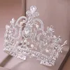 Barokowy vintage kryształ perłowy wielki tiara korona diadem królowa króla biżuteria mostka ślubna Akcesoria do włosów Ozdoby 240311