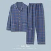 2024 Pyjama pour hommes Lounge Vêtements de nuit Pyjamas Plaid Impression Printemps Automne Lg Manches Homewear Vêtements 2 Pièces Homme Pyjamas Ensemble 90CB #