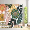 Shower Curtains Boho Floral Curtain Tropical Leaves Modern Abstract Flower Plant Bathroom Decor Fabric Bath With Hooks