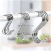 Hooks Rails Upgrade 10Pcs S-Shape Hook Stainless Steel Clothes Bags Towels Plants Hanging Rack Mti-Function Kitchen Bedroom Railin Dhdzi