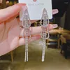 Boucles d'oreilles pendantes avec strass exquis, Long pampille goutte, bijoux de mode coréenne pour femmes, mariage, 2024