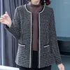 Damenjacken Mutter Kleidung Frühling Herbst Frauen Kurze Jacke Mode Kleiner Duft Wilder Anzug Mantel Elegant Plaid Schwarz Blazer Weiblich 5XL