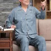 2 PVS/SET MEN PAJAMAS SET våren Summer LG Sleeve Loose Wide Leg Homewear Shirt Pants Set Mid-Aged Father Sleepwear M1LX#