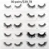 3040100PARTER VISOFREE Mink Eyelash med Tray No Box Handgjorda naturliga falska Full Strip Lashes Återanvändbara långa fransar 240313