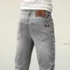 Mens Jeans Designer Spring Summer Elastic Slim Fit Luxury European High End Korean Gray Small Feet Long Pants 5rtk